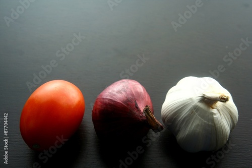 Onion, garlic and tomato
