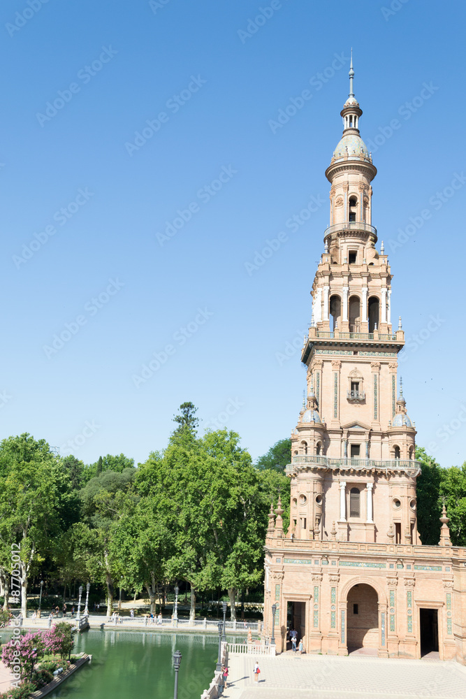 Tower at Spain square in Seville