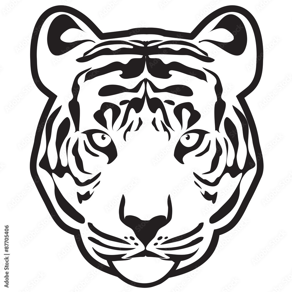 Тигр голова контур