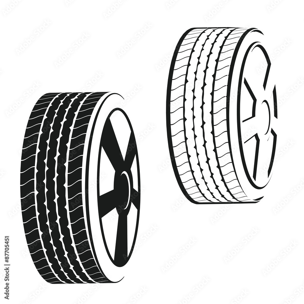 WHEEL,TIRE outline and silhouette vector Stock Illustration Adobe Stock