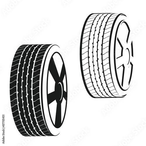 WHEEL,TIRE outline and silhouette vector