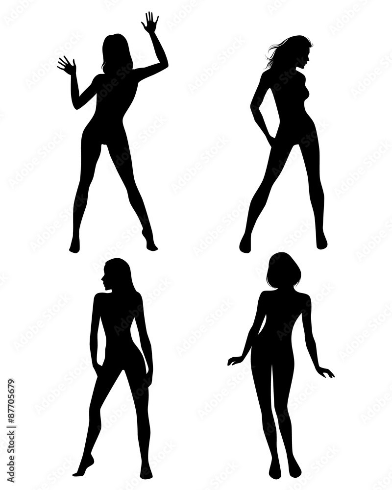 Fototapeta premium Four girls silhouettes