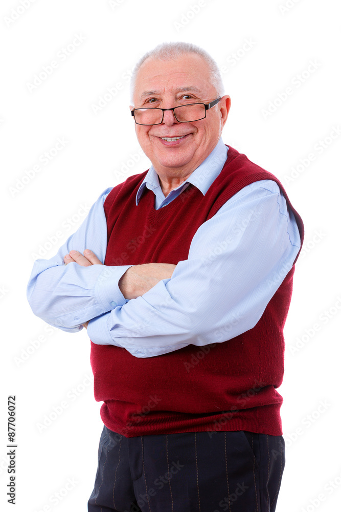 Happy smile mature Man With white teeth and Arms Crossed. Isolat Happy smile mature Man With white teeth and Arms Crossed. Isolat