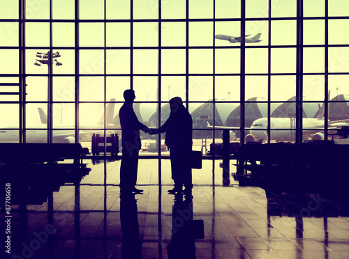Businessmen Handshake Deal Partnership International Airport Con