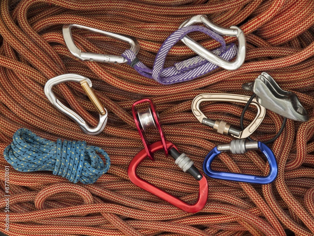 Equipment for mountaineering and climbing. Equipment for mountaineering and climbing.