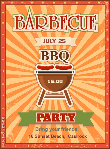 Invitation card on the barbecue design template Cookout poster