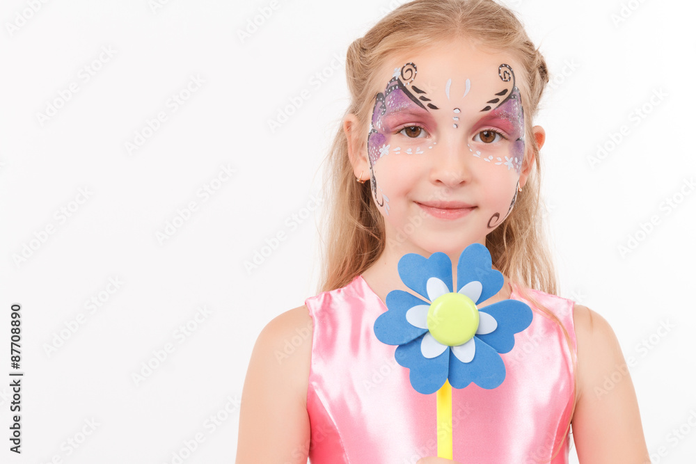 Nice girl holding paper flower Nice girl holding paper flower