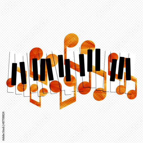 Canvas Print Piano keys musical notes creative concept