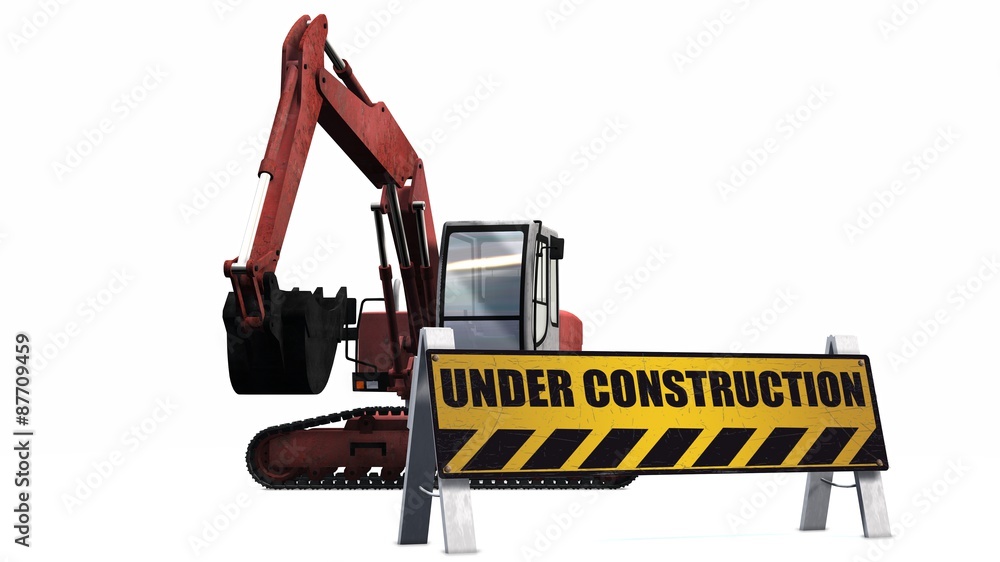 under construction sign and excavator isolated
under construction sign and excavator isolated