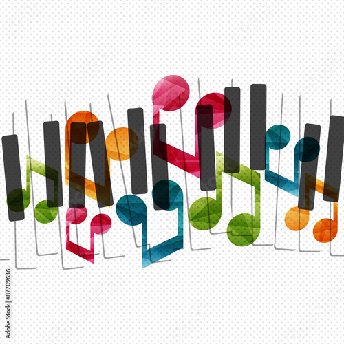 Piano keys musical notes creative concept. Vector graphic illustration.
