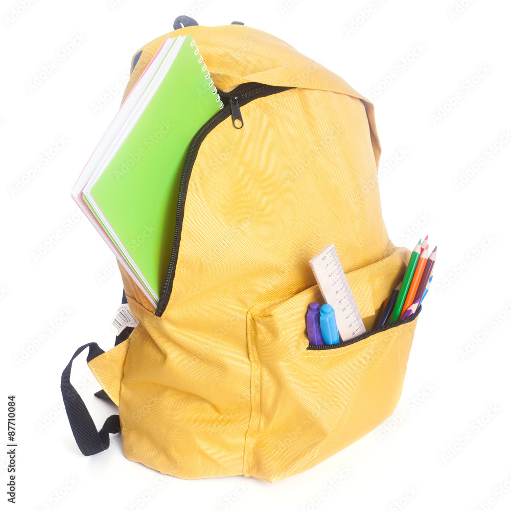 Backpack full of school supplies