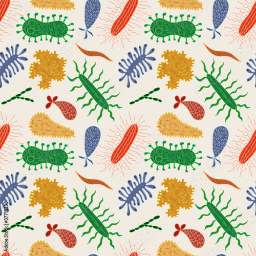 Seamless pattern with microbes