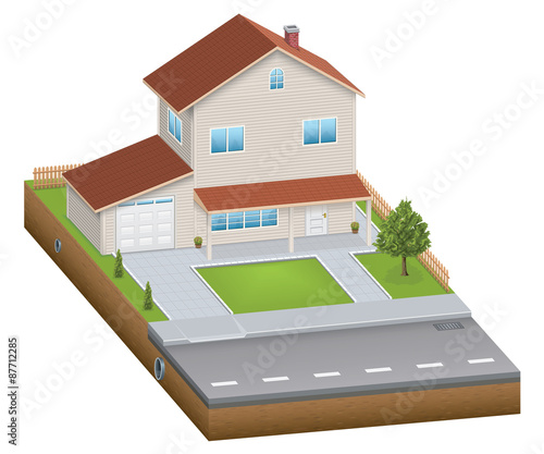 Isometric house with yard