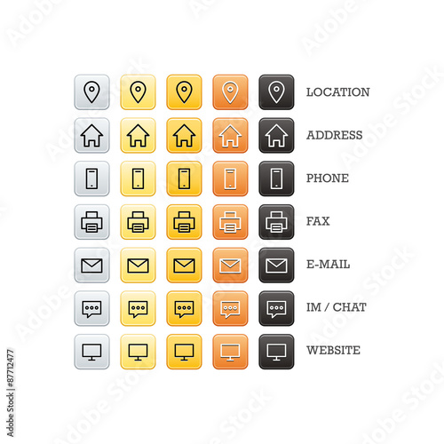 Multipurpose business card set of web icons for business, finance and communication