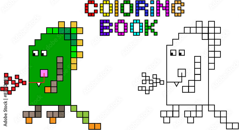 Coloring book pixel monster third Coloring book pixel monster third