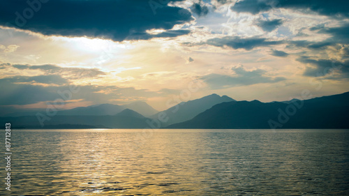 Lake Garda, Italy. Sunset landscape scene over Lake Garda, Italy.