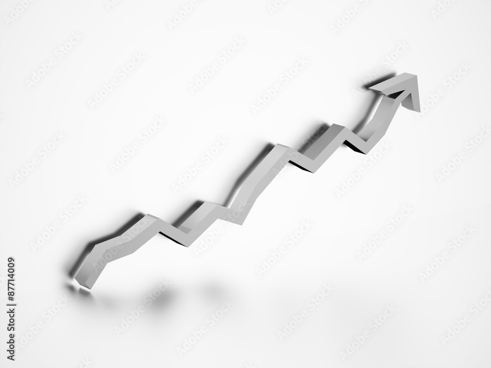 Silver business graph chart arrow rendered Silver business graph chart arrow rendered