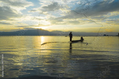 Fishermen in lake