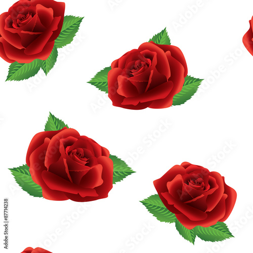 Red roses seamless pattern on a white background .