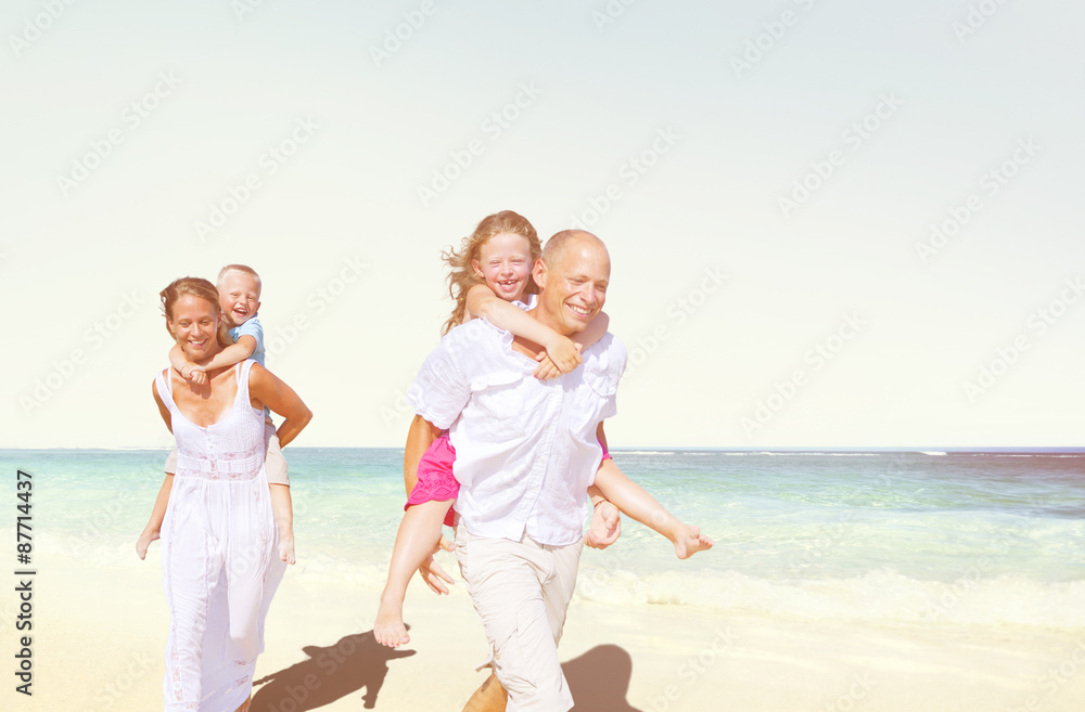 Family Beach Enjoyment Holiday Summer Concept Family Beach Enjoyment Holiday Summer Concept
