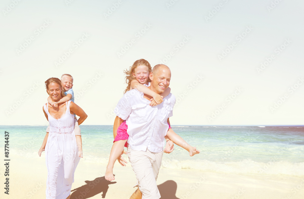 Family Beach Enjoyment Holiday Summer Concept