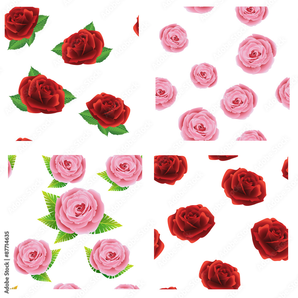 Set of rose seamless patterns Set of rose seamless patterns
