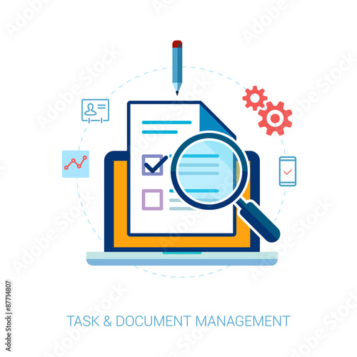Task management and check list flat icons illustration