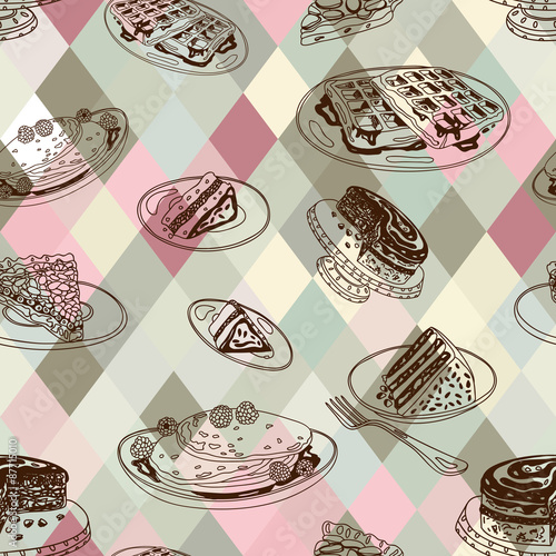 Vector seamless pattern with ice cream. 