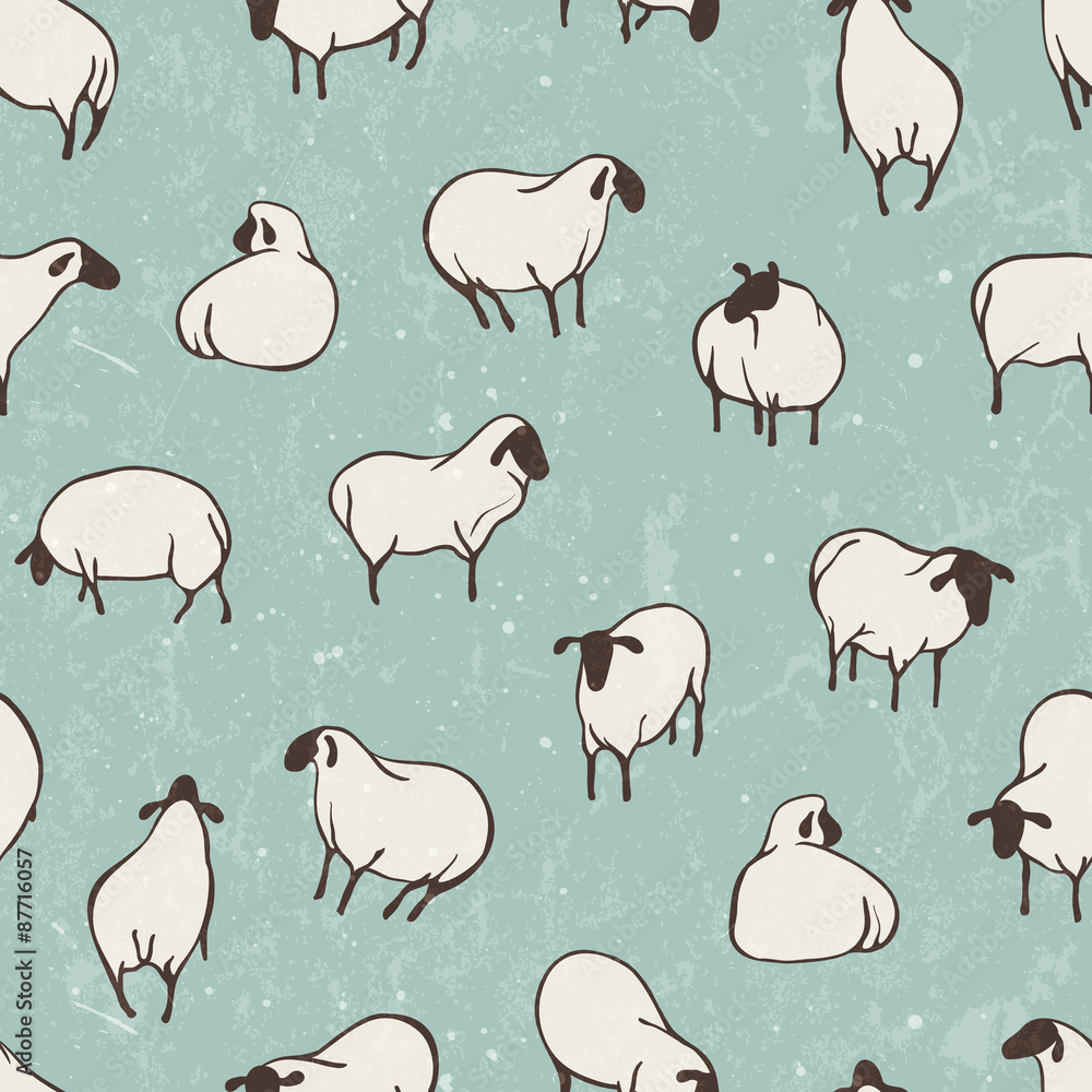 Herd of sheep. Seamless vector pattern. Herd of sheep. Seamless vector pattern.