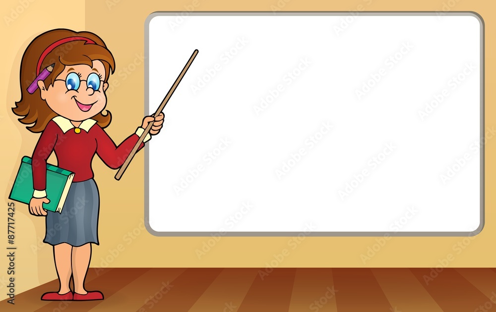 Woman teacher standing by whiteboard Woman teacher standing by whiteboard