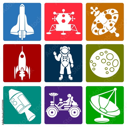 Tableau sur toile Space And Exploration Icon Set Color