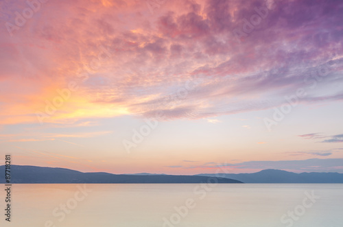 Beautiful sunset over the sea. Dalmatia  Croatia.