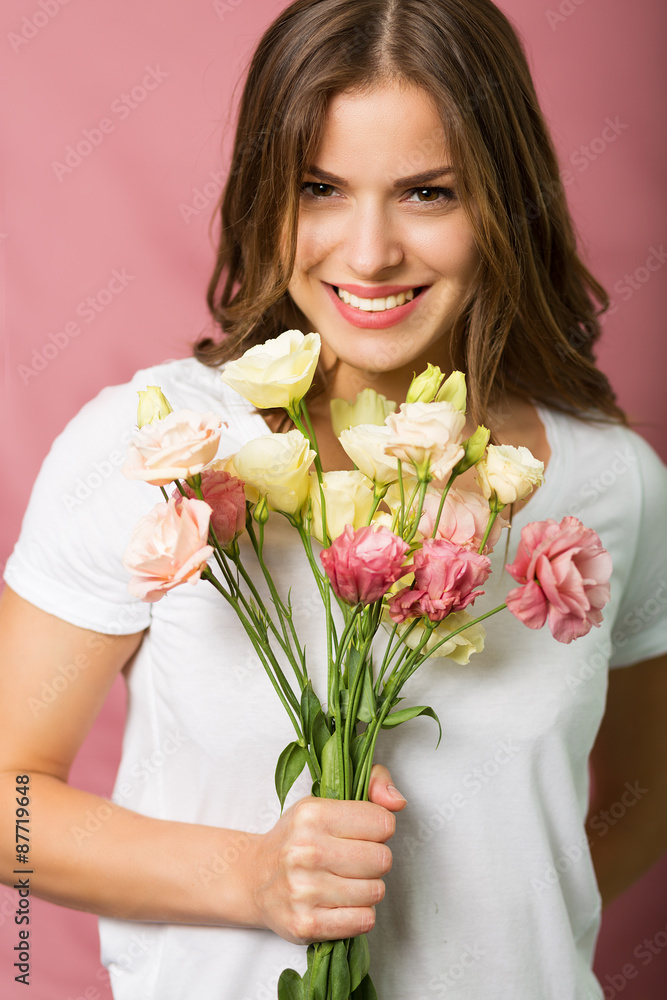 Beautiful girl with a bouquet Beautiful girl with a bouquet