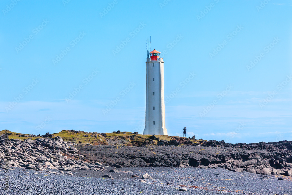 Obraz premium Lighthouse in West Iceland at sunny weather