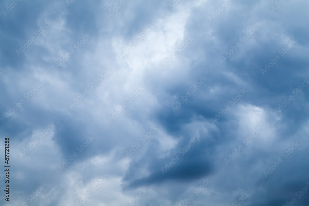Blue stormy clouds, natural sky background photo