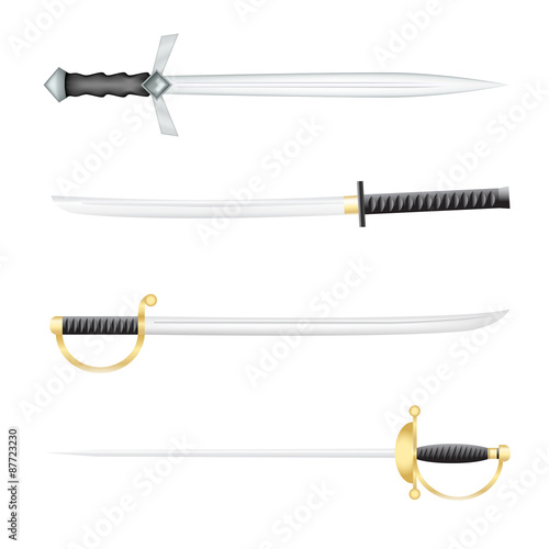 The Swords saber and a epee on a white background