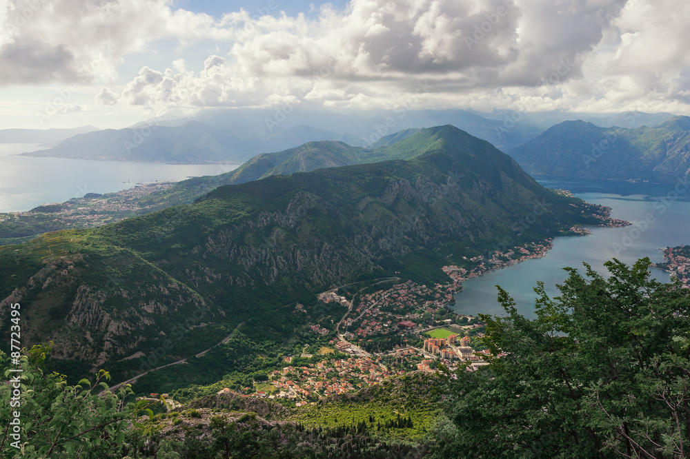 View of Vrmac mountain and Bay of Kotor. Montenegro