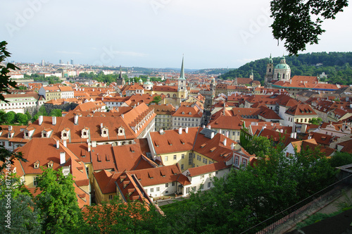 Beautiful cityscape of Prague with cathedral of St. Nicholas