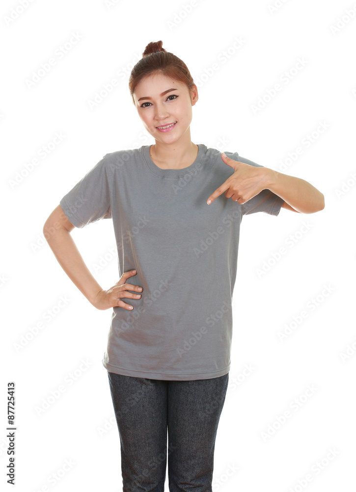 young beautiful female with blank t-shirt young beautiful female with blank t-shirt