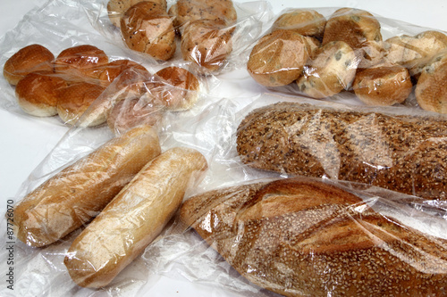 bread and cookies in cellophane bags