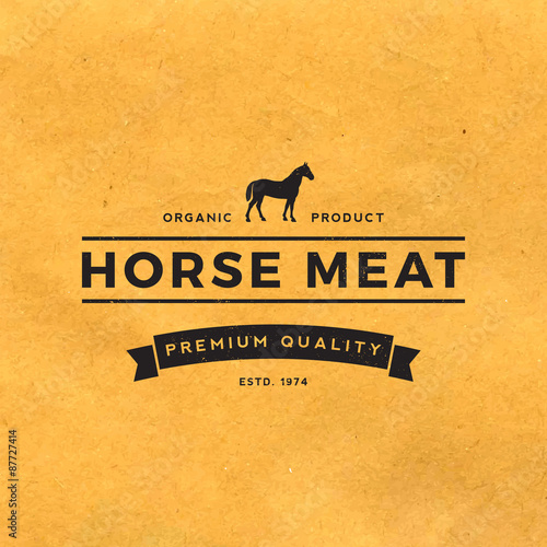 premium horse meat with grunge texture on old paper background