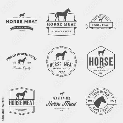 vector set of premium horse meat labels, badges and design elements