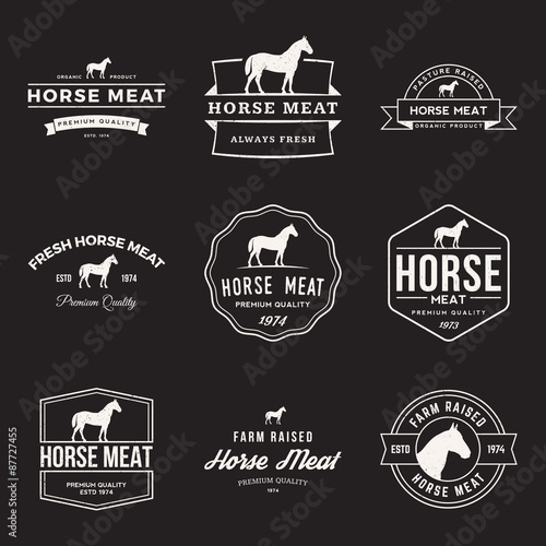 vector set of premium horse meat labels, badges and design elements