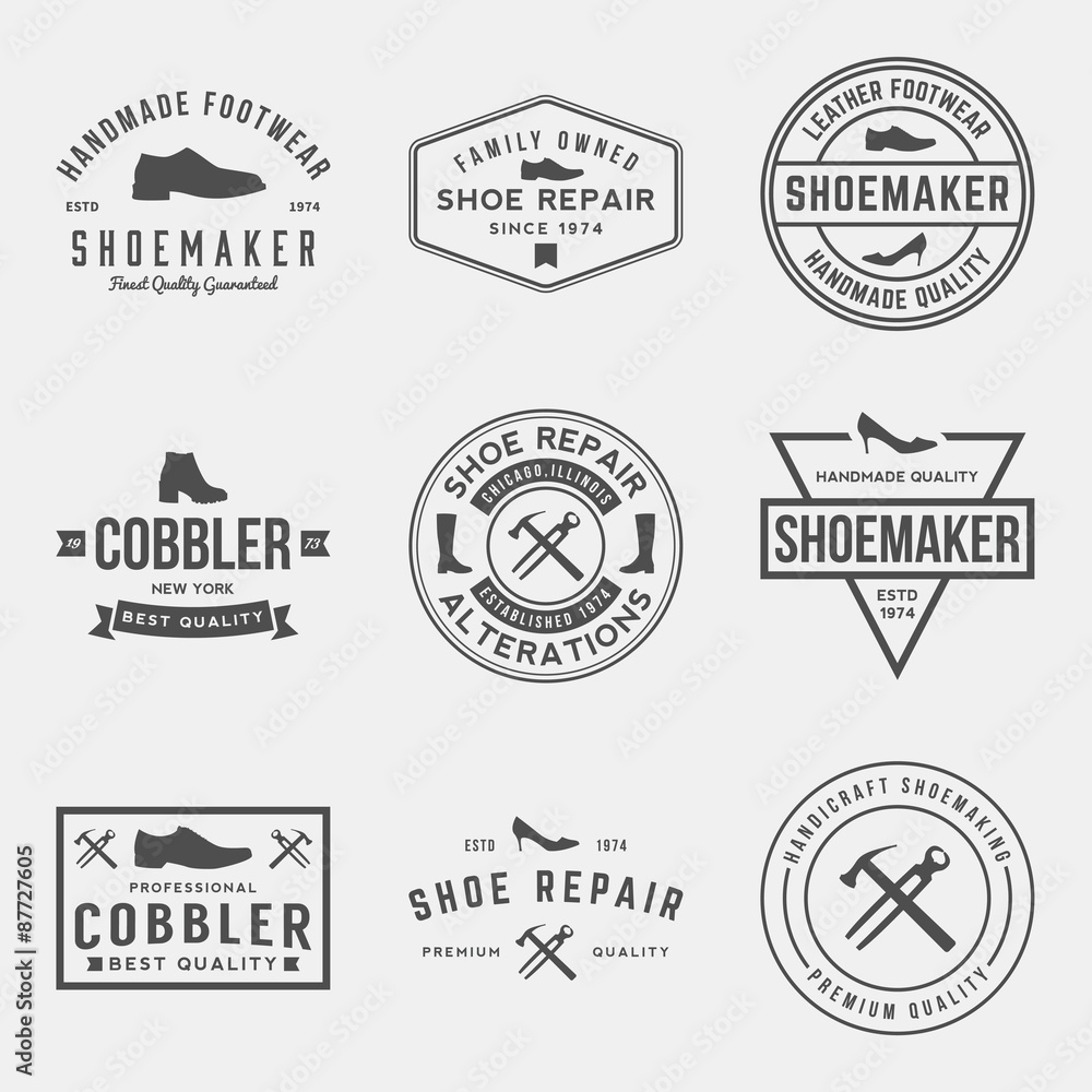 vector set of shoemaker and shoe repair labels, badges vector set of shoemaker and shoe repair labels, badges
