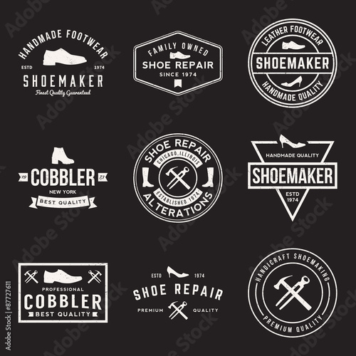 vector set of shoemaker and shoe repair labels, badges