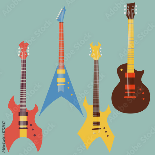 electric guitars set. flat style vector illustration