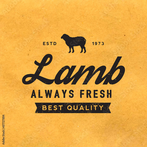 premium lamb label with grunge texture on old paper background