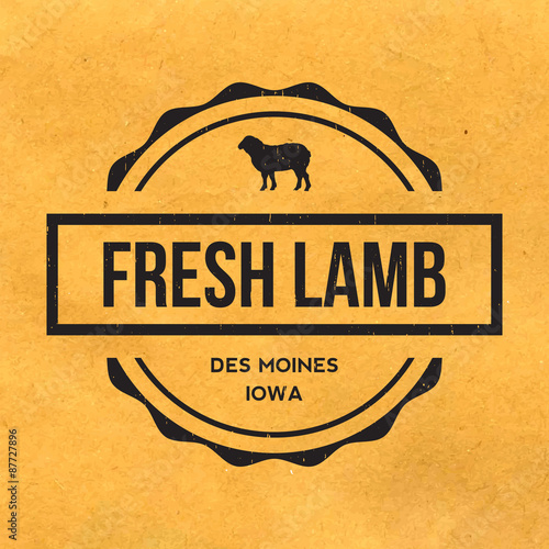 premium lamb label with grunge texture on old paper background
