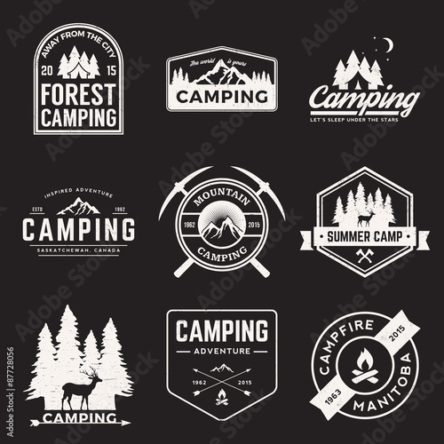 vector set of camping and outdoor adventure vintage logos