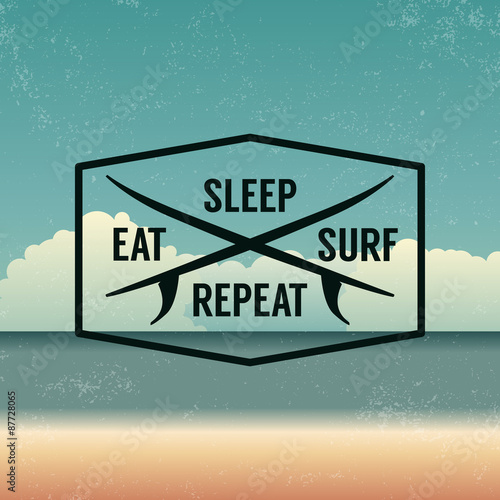 summer emblem on beach background with grunge texture